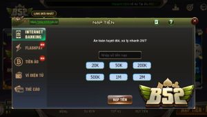 Nạp tiền vào tài khoản B52 bằng ngân hàng