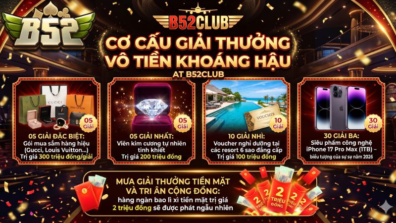 Cơ cấu giải thưởng siêu hấp dẫn "vô tiền khoáng hậu" tại Mega Live B52 club