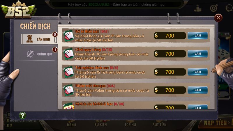 Những đặc quyền dành riêng cho hội viên của B52 Club